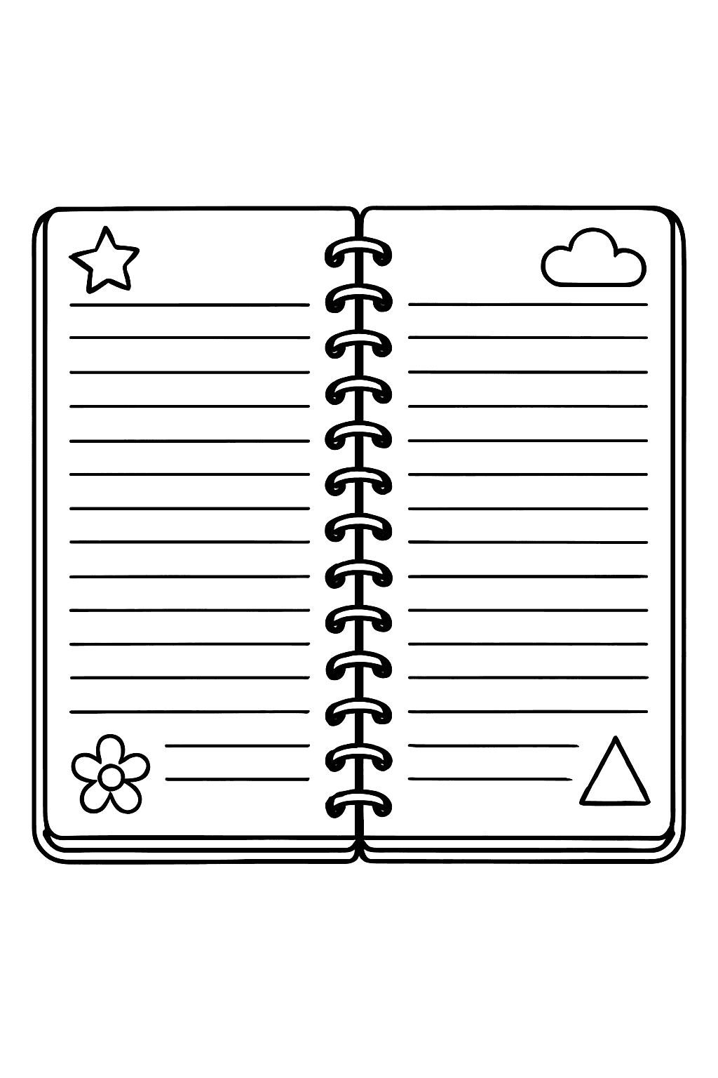 Notebook Paper Coloring Pages - Open Notebook Double Page