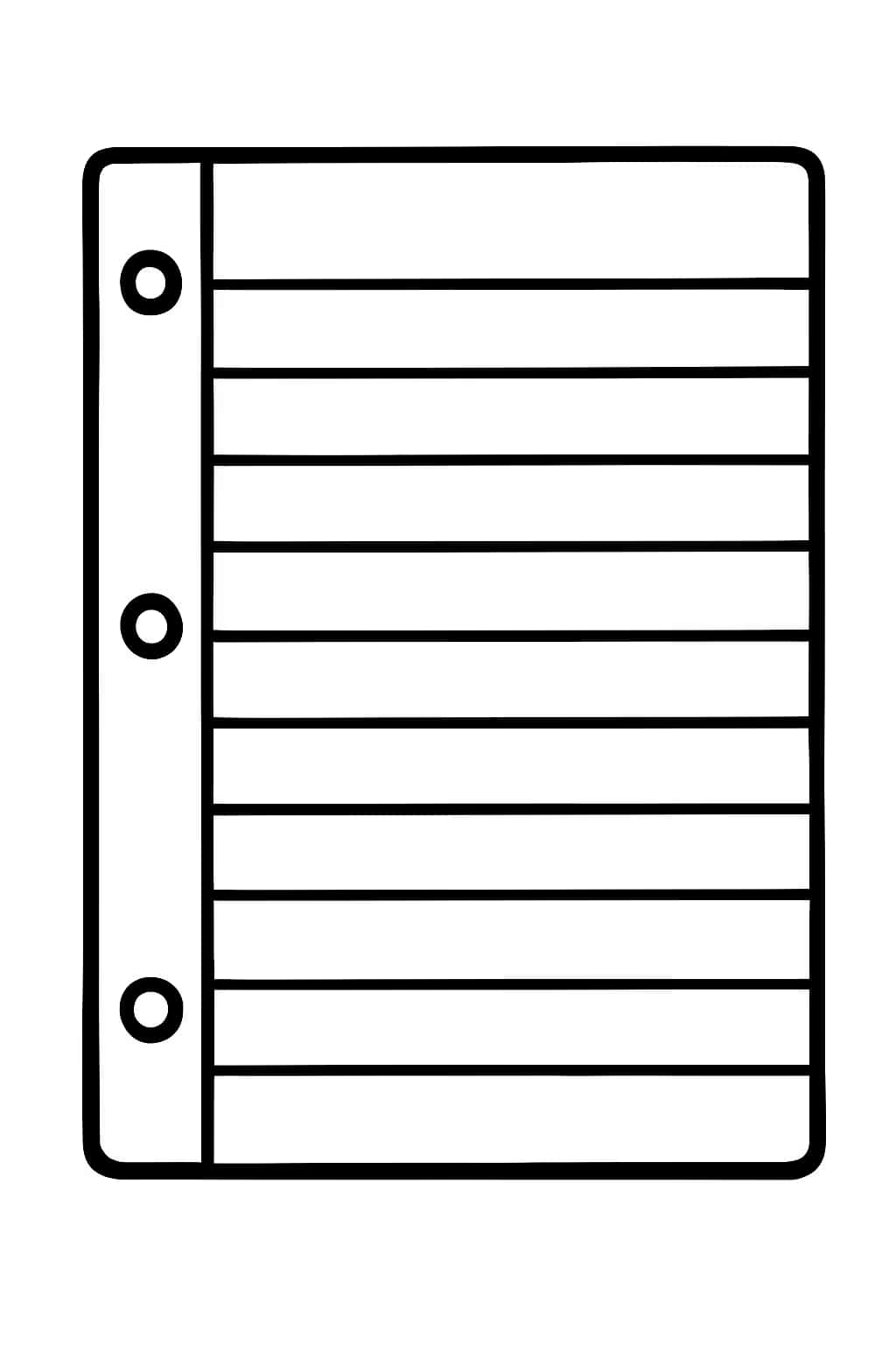 Simple Notebook Paper Coloring Pages for Toddlers