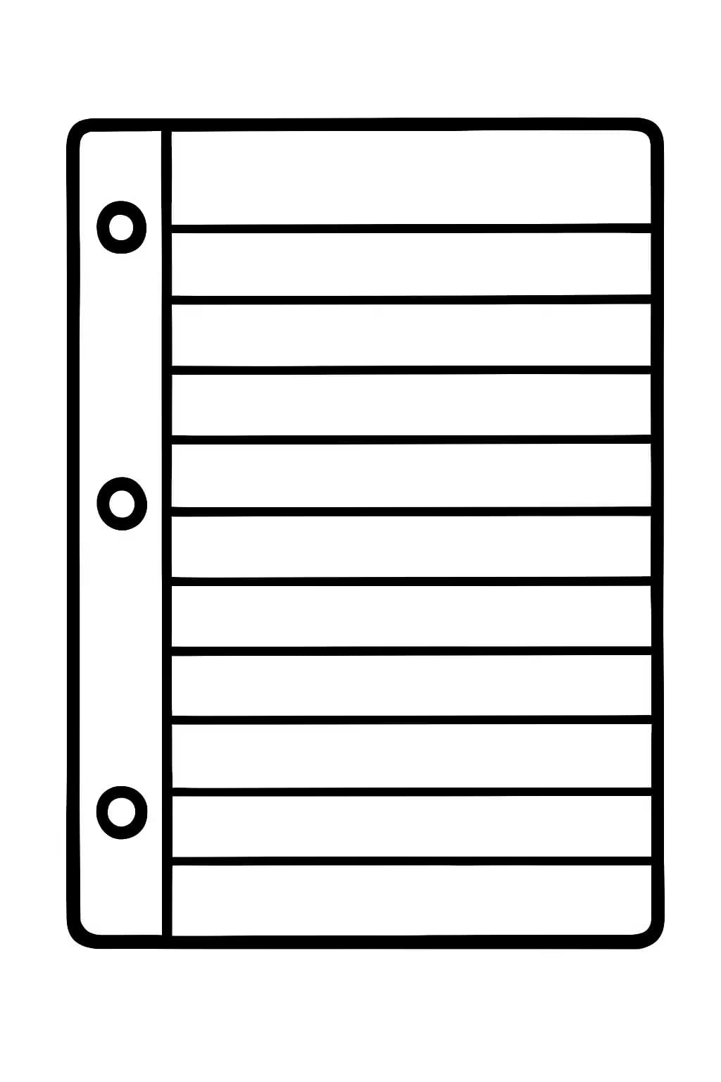 Simple Notebook Paper Coloring Pages for Toddlers