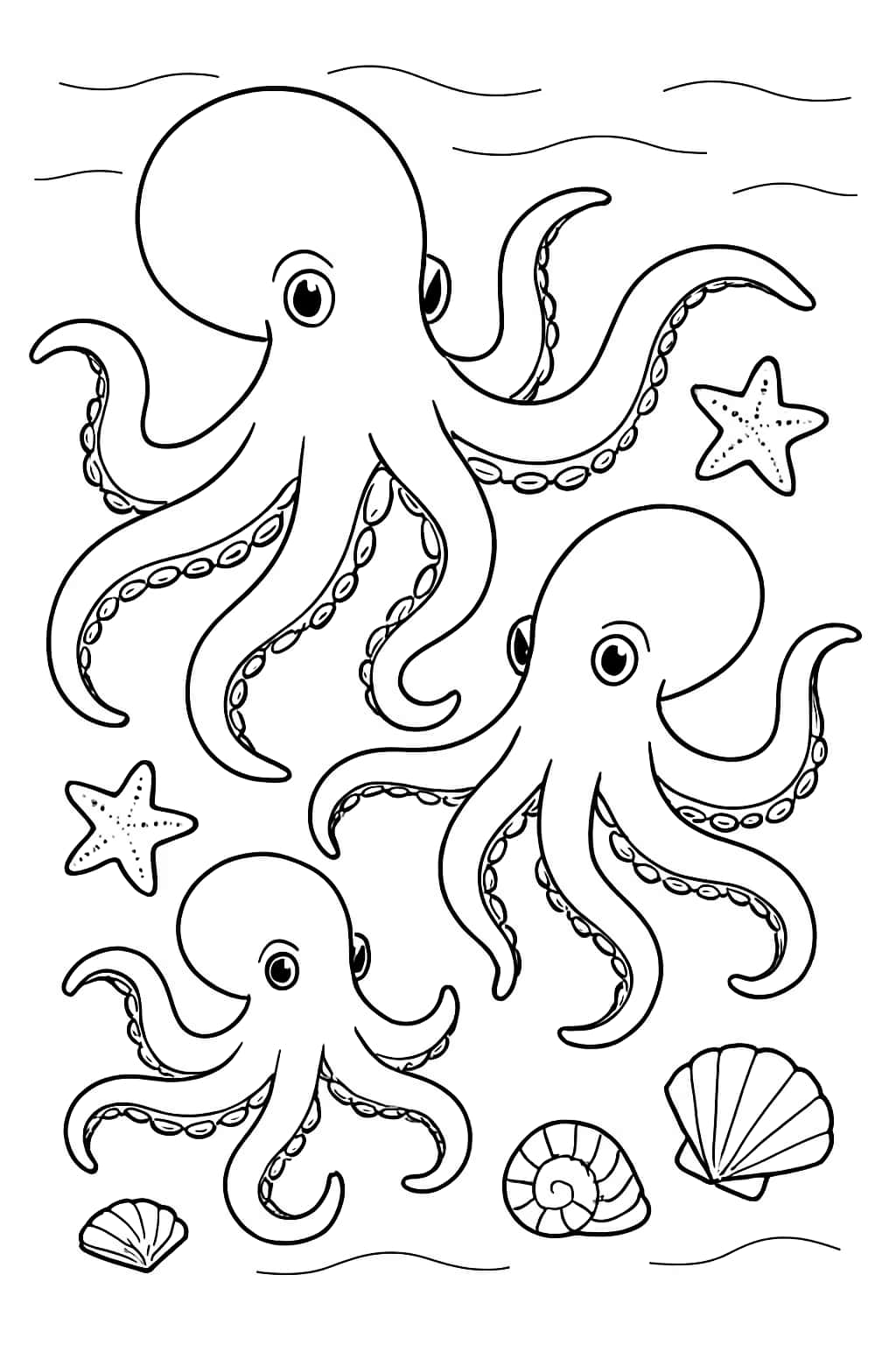 Octopus Coloring Pages - Octopus Family Coloring Page for Kids