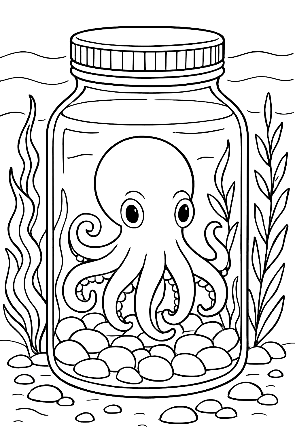 Octopus Coloring Pages - Octopus in a Jar Coloring Page