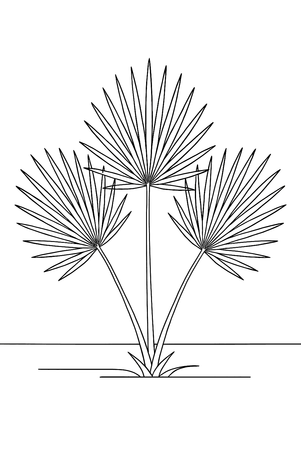 Palm Leaf Coloring Pages - Fan Arrangement Printable for Teens