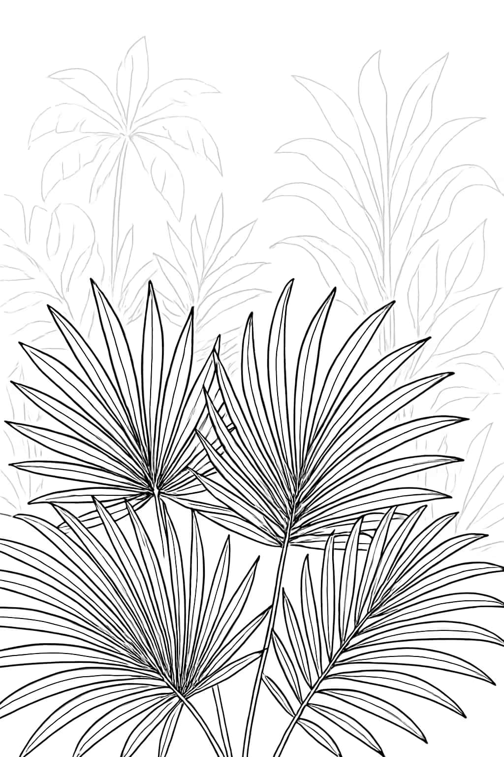 Palm Leaf Coloring Pages - Forest Edge Printables