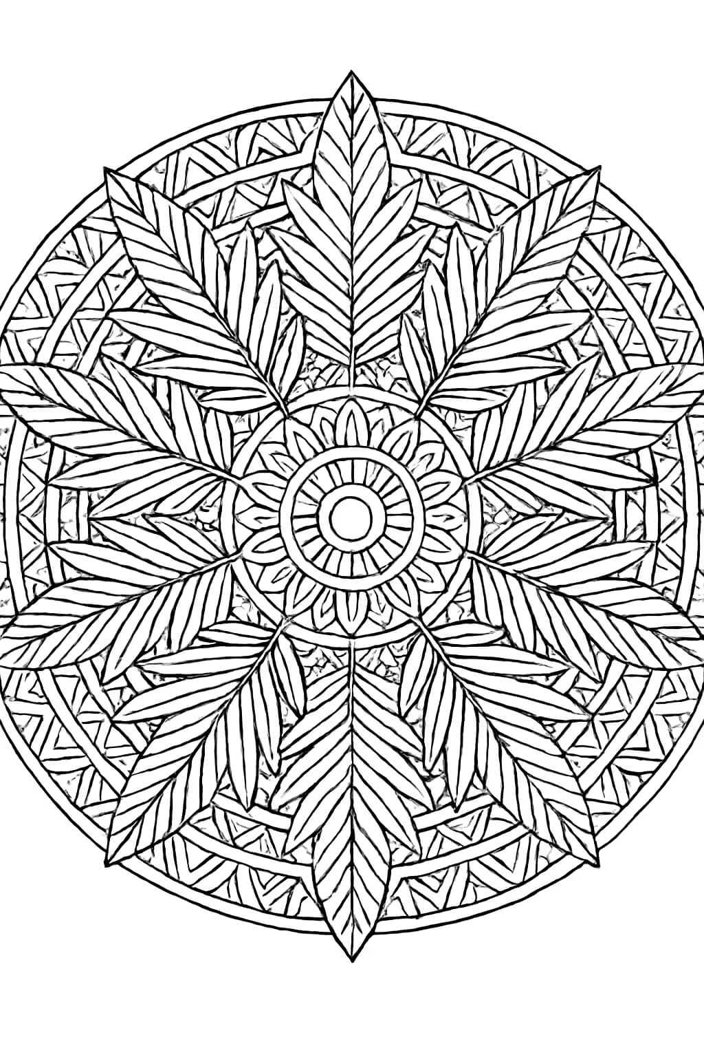 棕榈叶曼陀罗涂色页