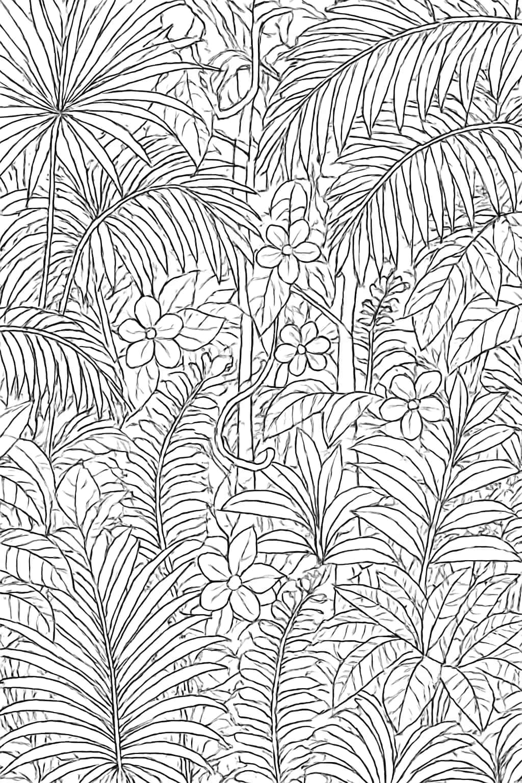 Palm Leaf Coloring Pages | Tropical Jungle Printable Art