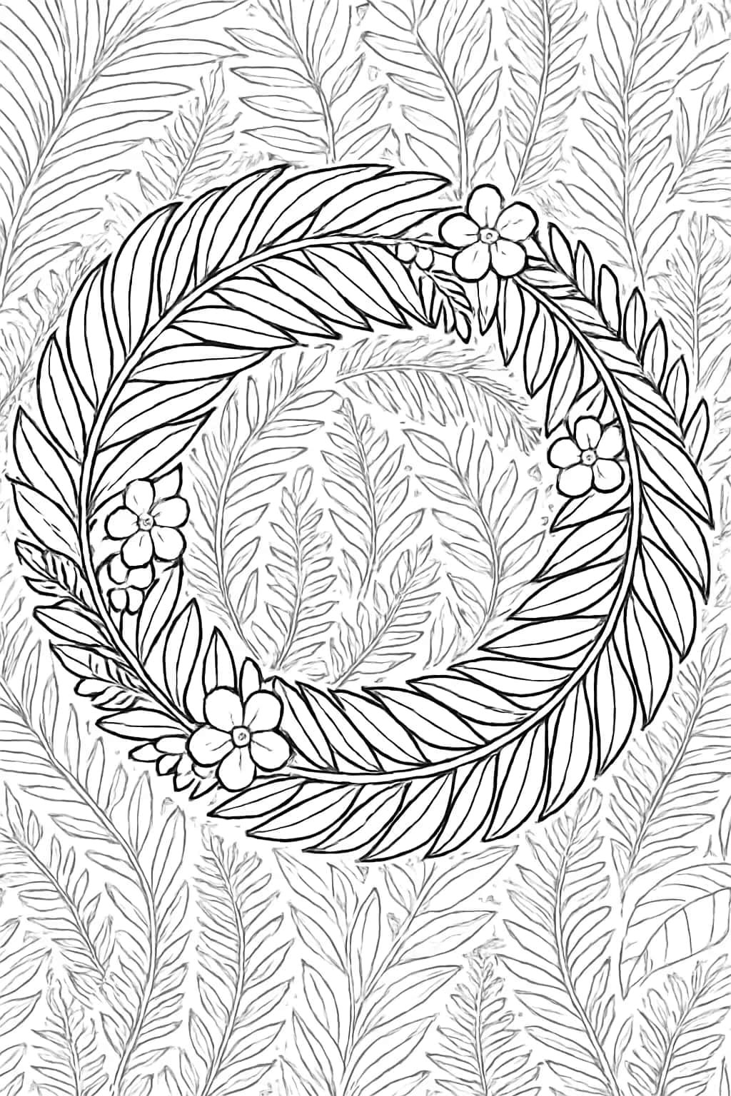 Palm Leaf Coloring Pages - Printable Wreath Designs for Adults