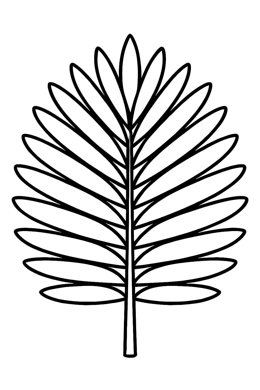 棕榈叶涂色页 - 简单大棕榈叶适合幼儿涂色