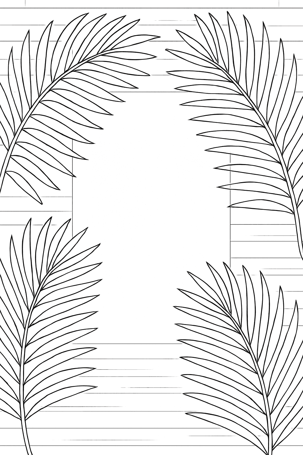 Palm Leaf Coloring Pages - Tropical Palm Leaf Border for Kids