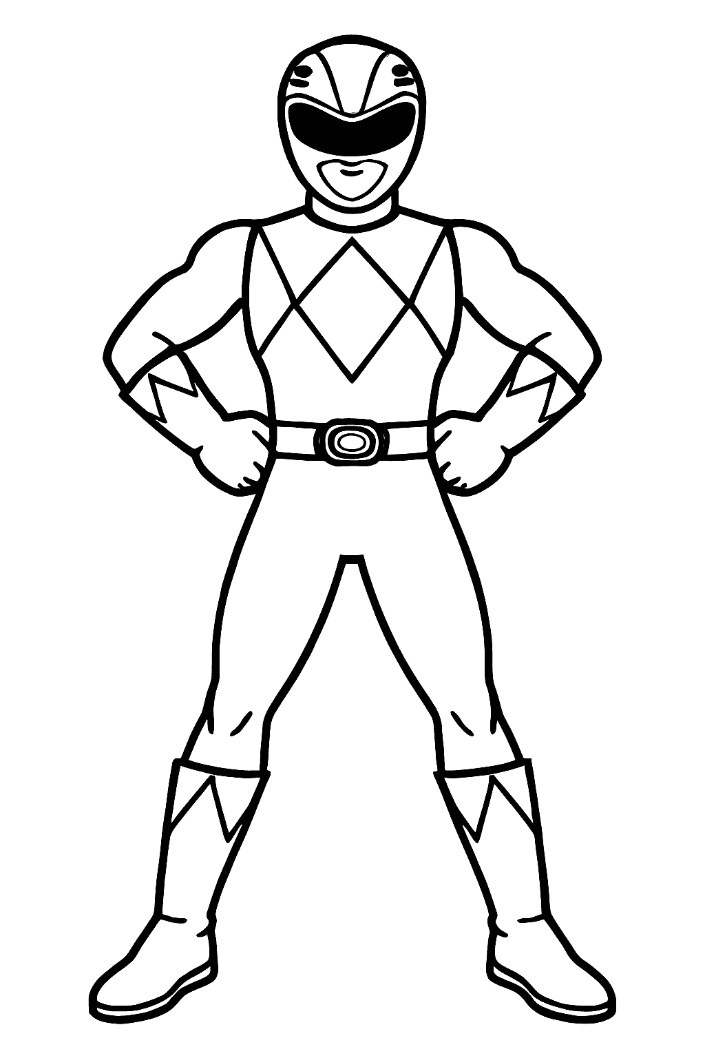 Power Rangers Coloring Pages - Red Ranger Hero Pose for Toddlers