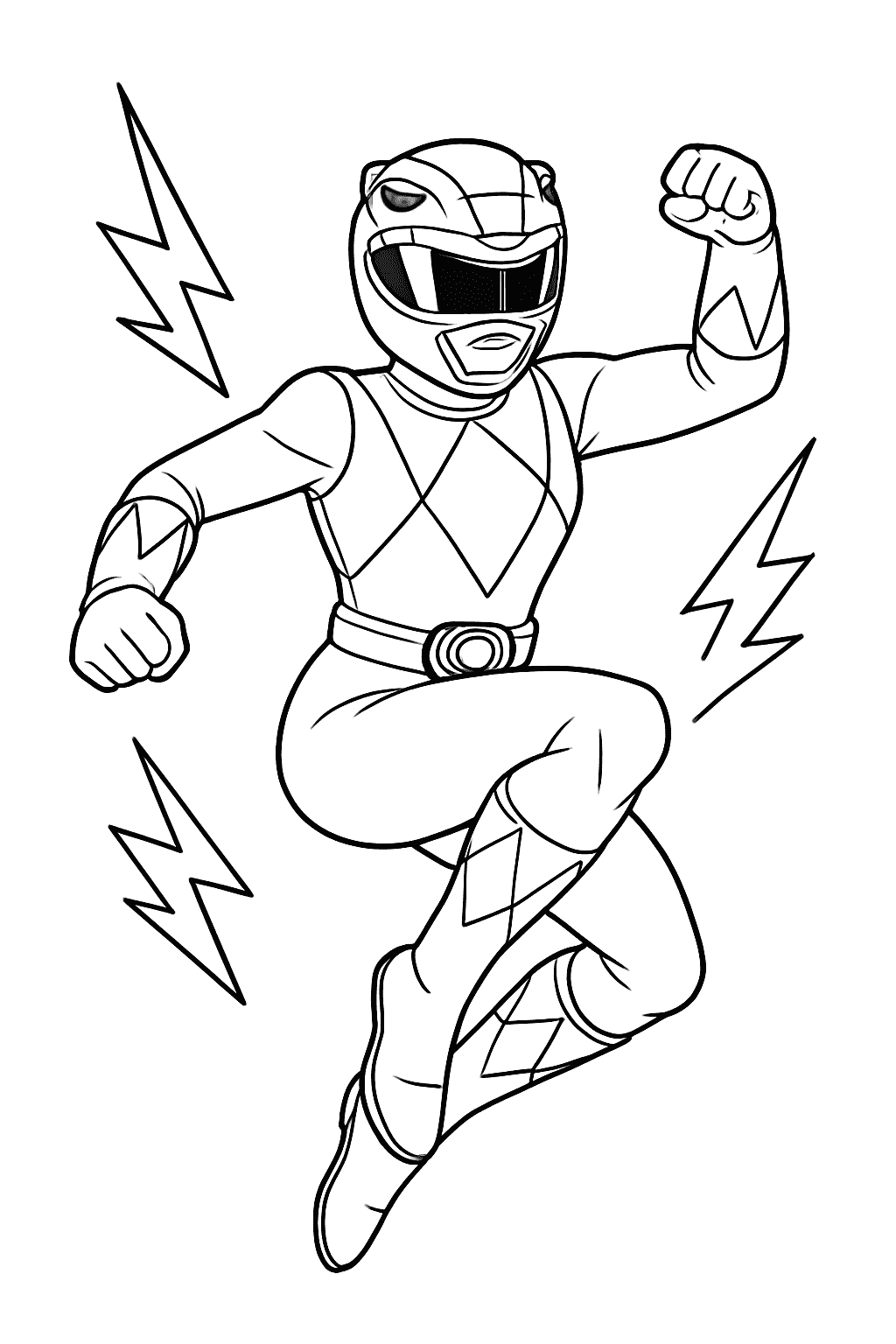 Power Rangers Coloring Pages - Yellow Ranger Jumping Action