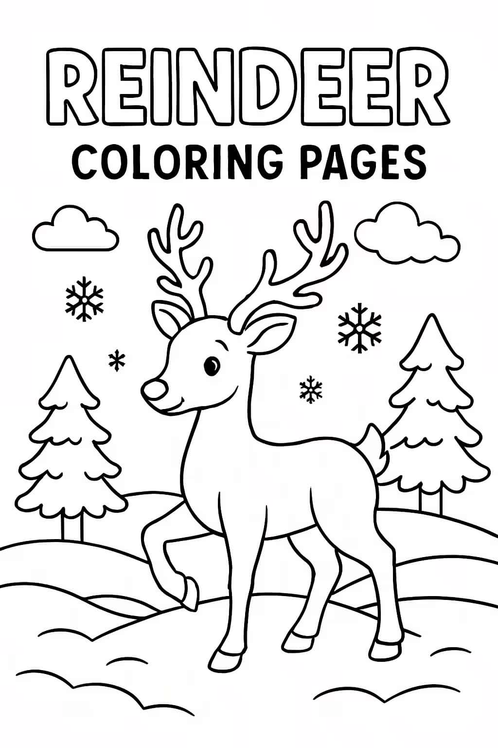 Reindeer Coloring Pages | Printable Winter Fun