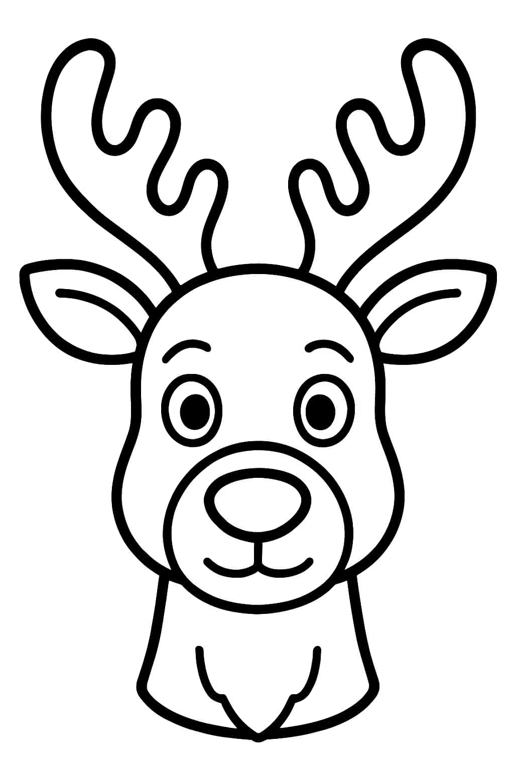 Reindeer Coloring Pages - Simple Reindeer Face for Toddlers