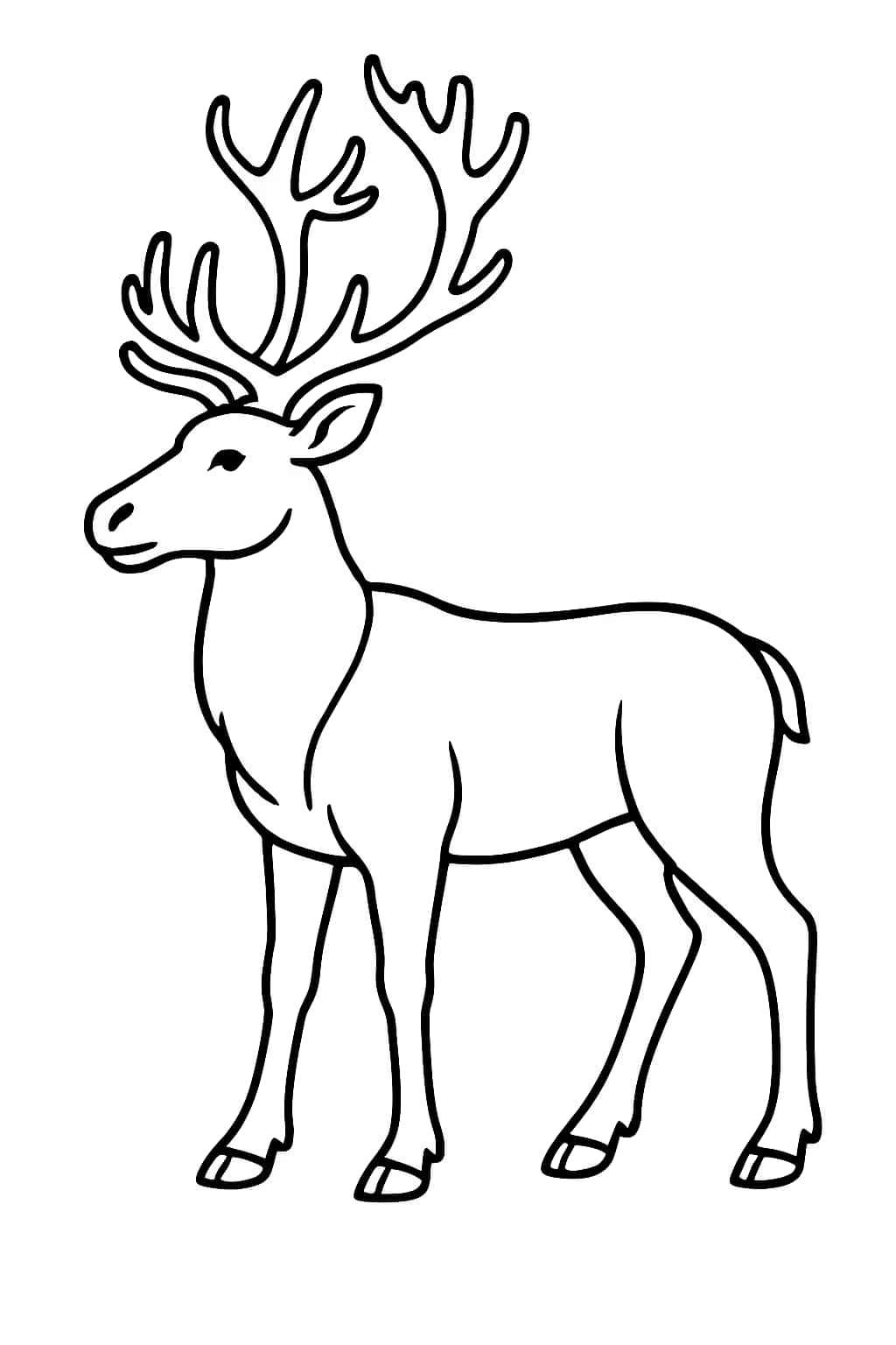 Reindeer Coloring Pages - Standing Reindeer for Toddlers