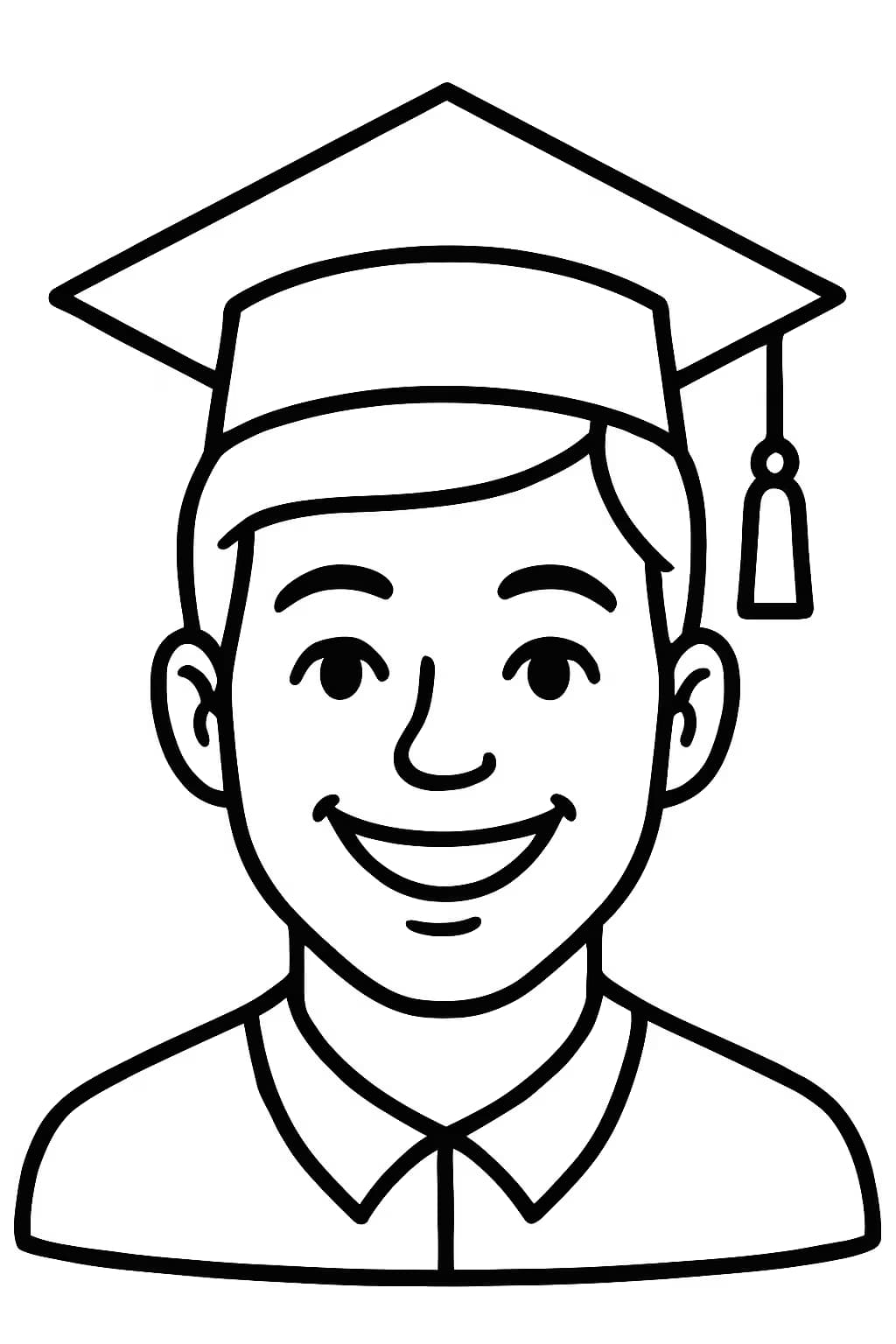 Pages de coloriage sur l'école - Visage d'élève heureux