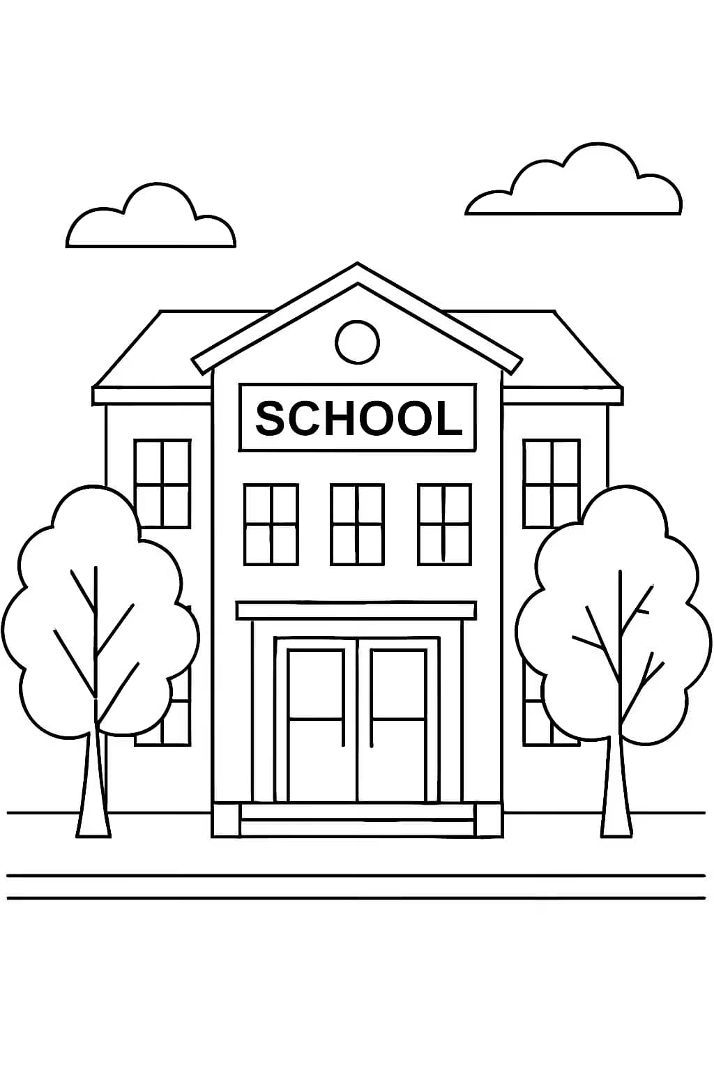 School Coloring Pages – School Building Front Coloring Page
