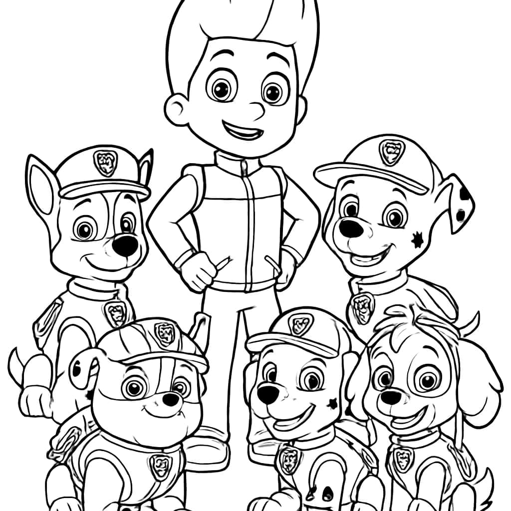 Paw Patrol 컬러링 페이지 | 라이더와 퍼피 초상화