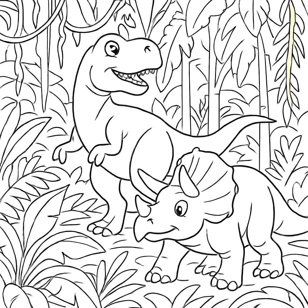 恐龙涂色页:丛林大冒险