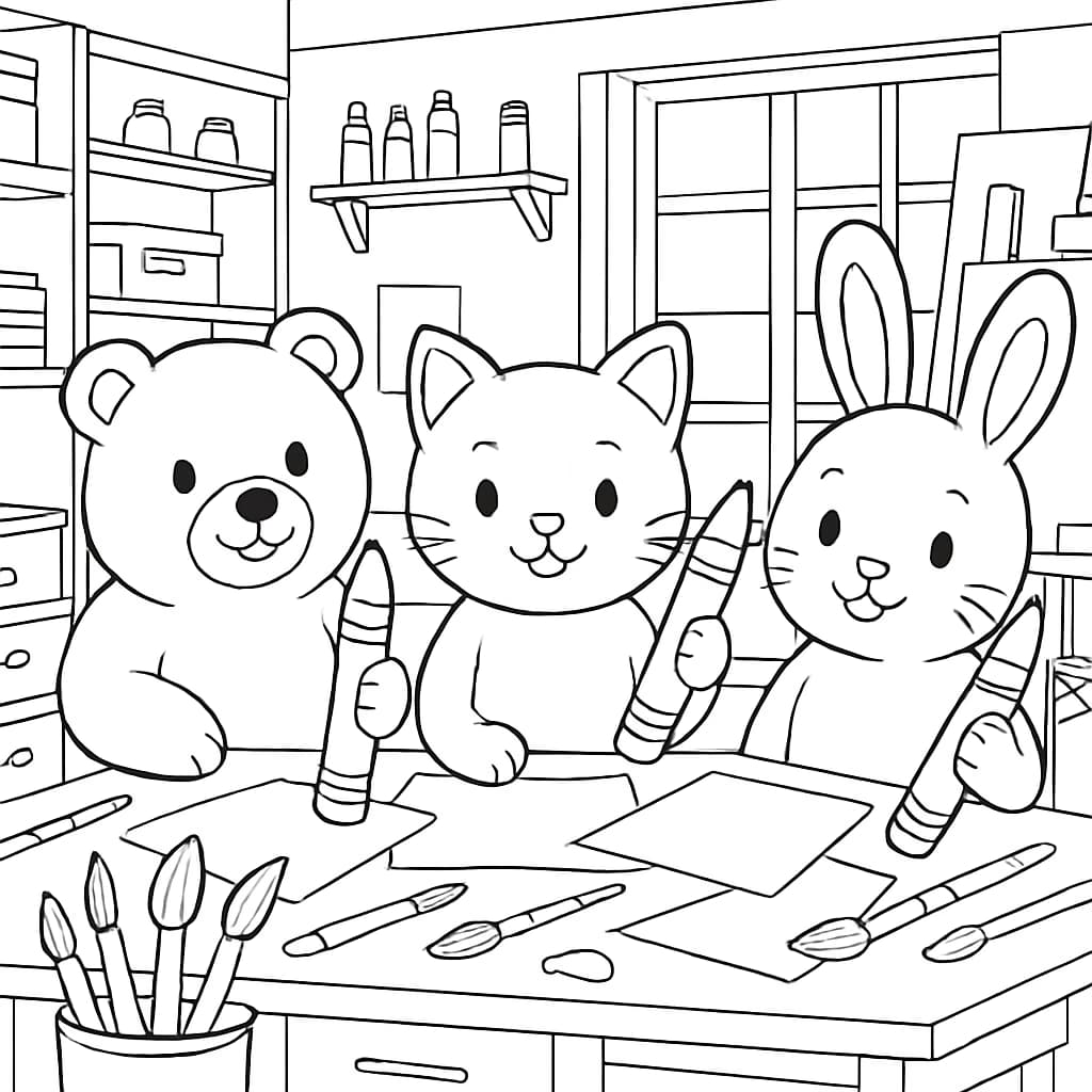 Crayon涂色页:动物团体涂色页