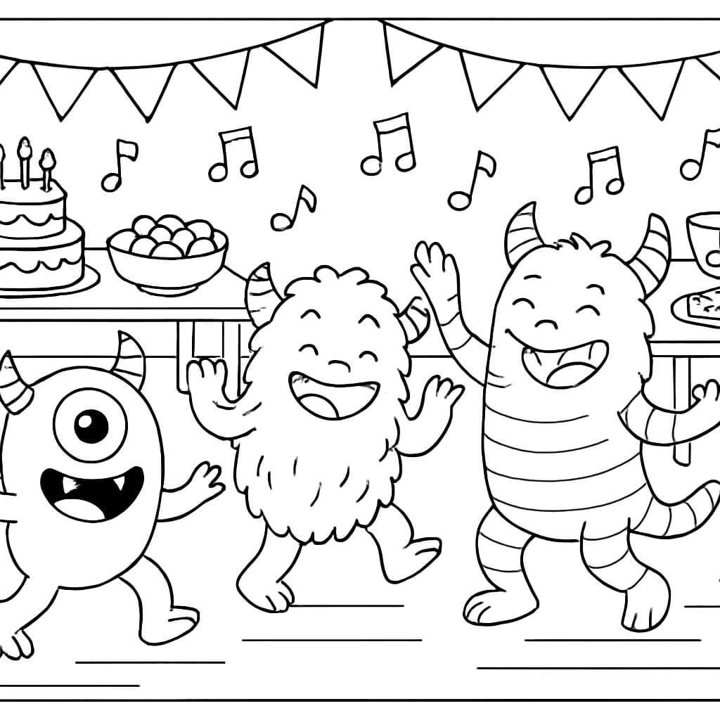 Monster Coloring Pages – Monster Party Night Printable