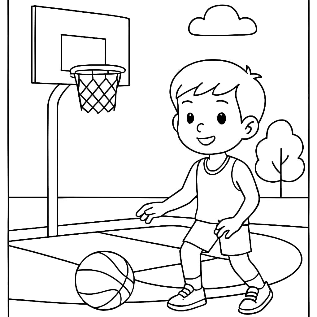 Basketball Coloring Pages – Basketball Court for Kids