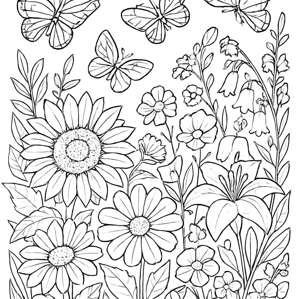 夏日花園蝴蝶涂色頁|夏日涂色頁推薦