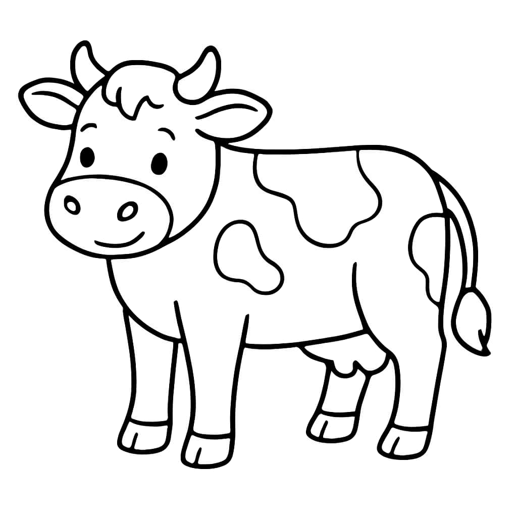 Farm Coloring Pages - Cute Cow Coloring Page for Toddlers