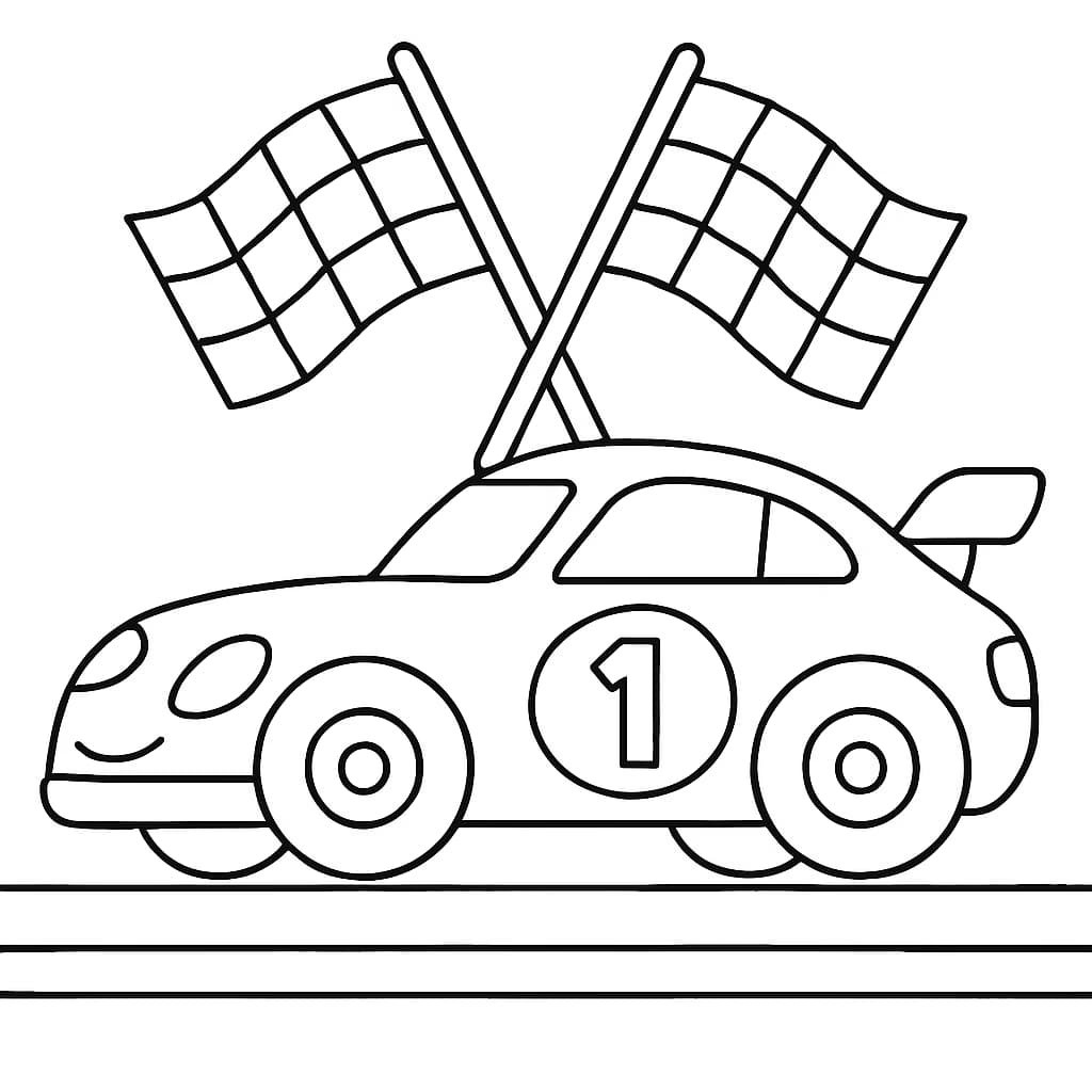 자동차 색칠하기 페이지 - 레이스카 스피드 트랙