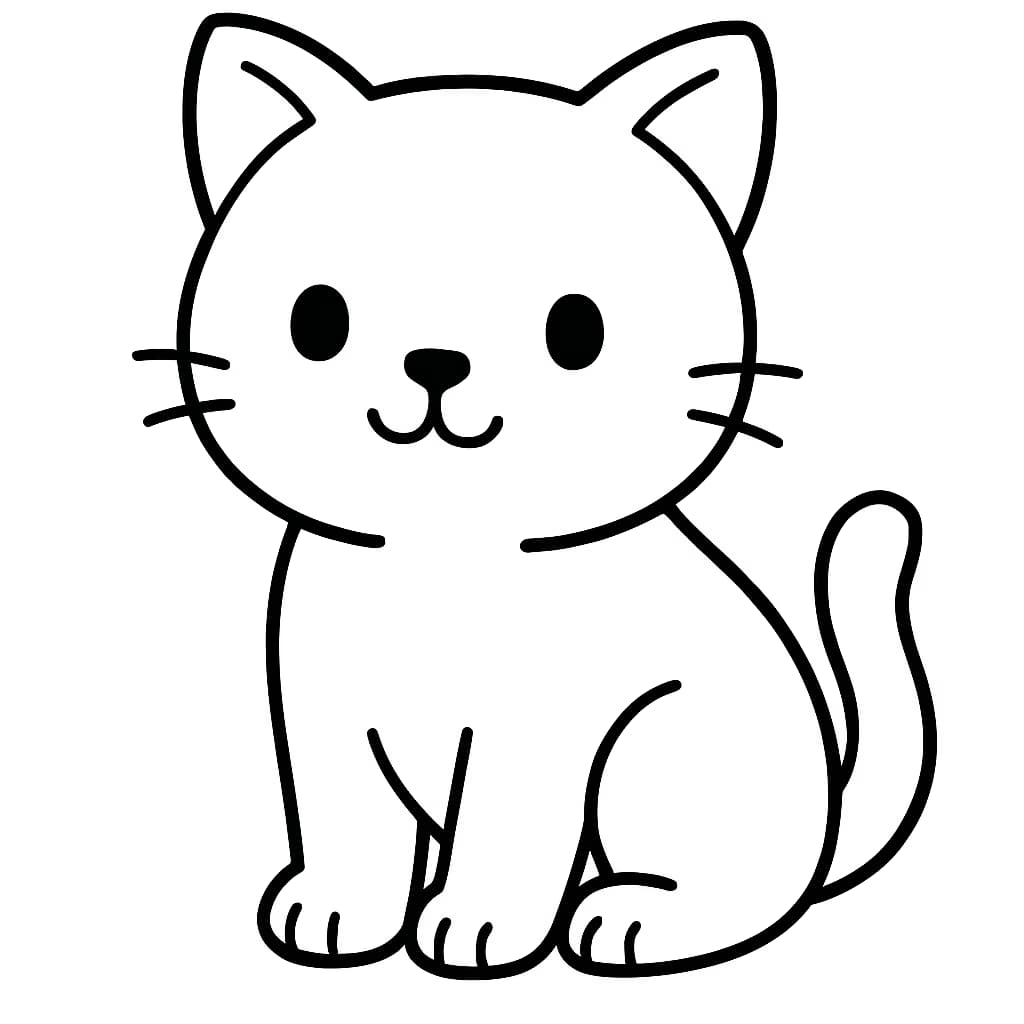 고양이 색칠하기 페이지 - 앉아 있는 아기 고양이