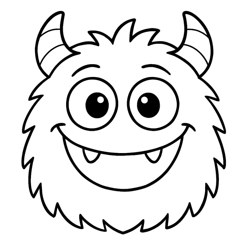 Monster Coloring Pages - Cute Monster Face for Toddlers