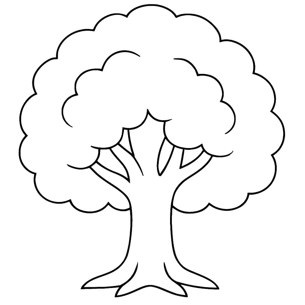 自然涂色頁:大樹幼兒簡易涂色頁