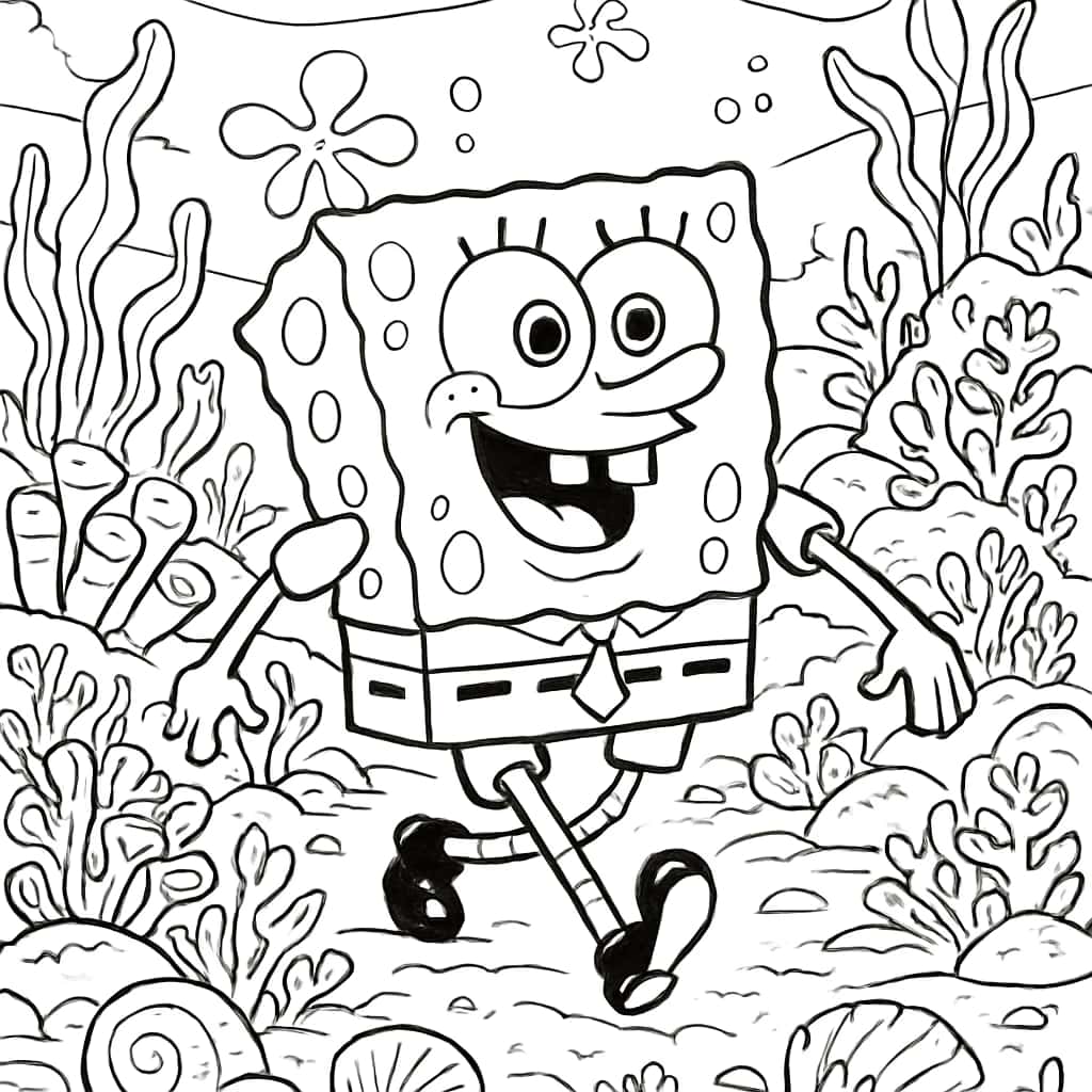 SpongeBob 涂色页:海底景观冒险