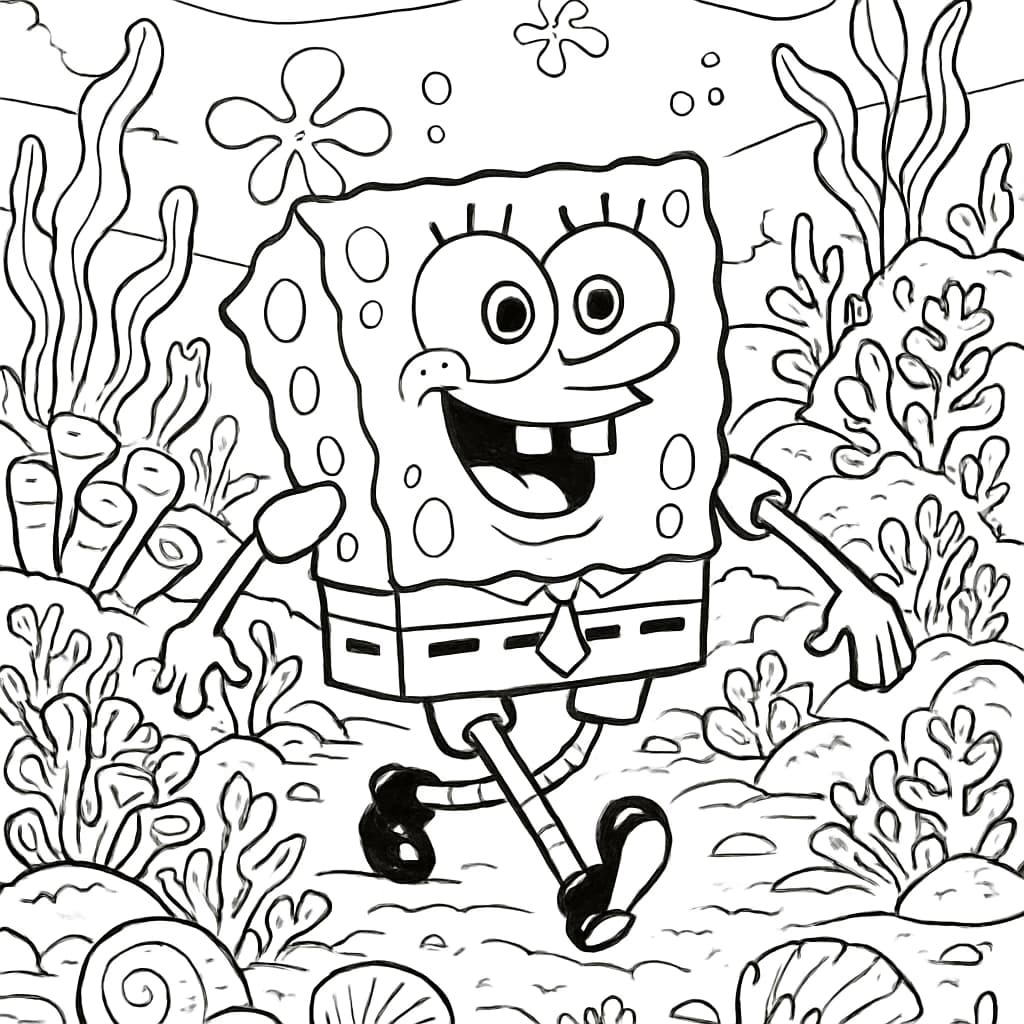 SpongeBob 涂色页:海底景观冒险