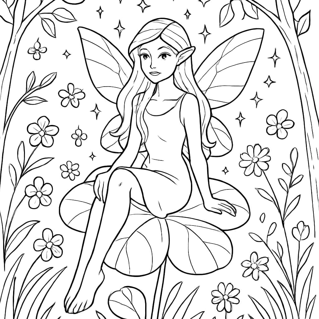 Four Leaf Clover Coloring Pages - Fairy & Fantasy Designs for Teens