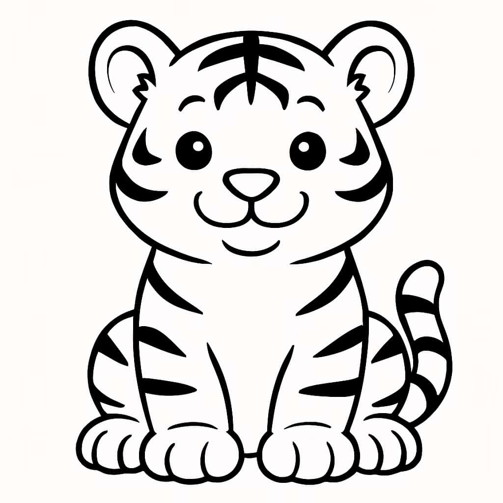 Páginas para colorear de tigres: cachorro sentado