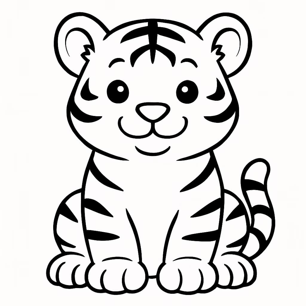 Páginas para colorear de tigres: cachorro sentado