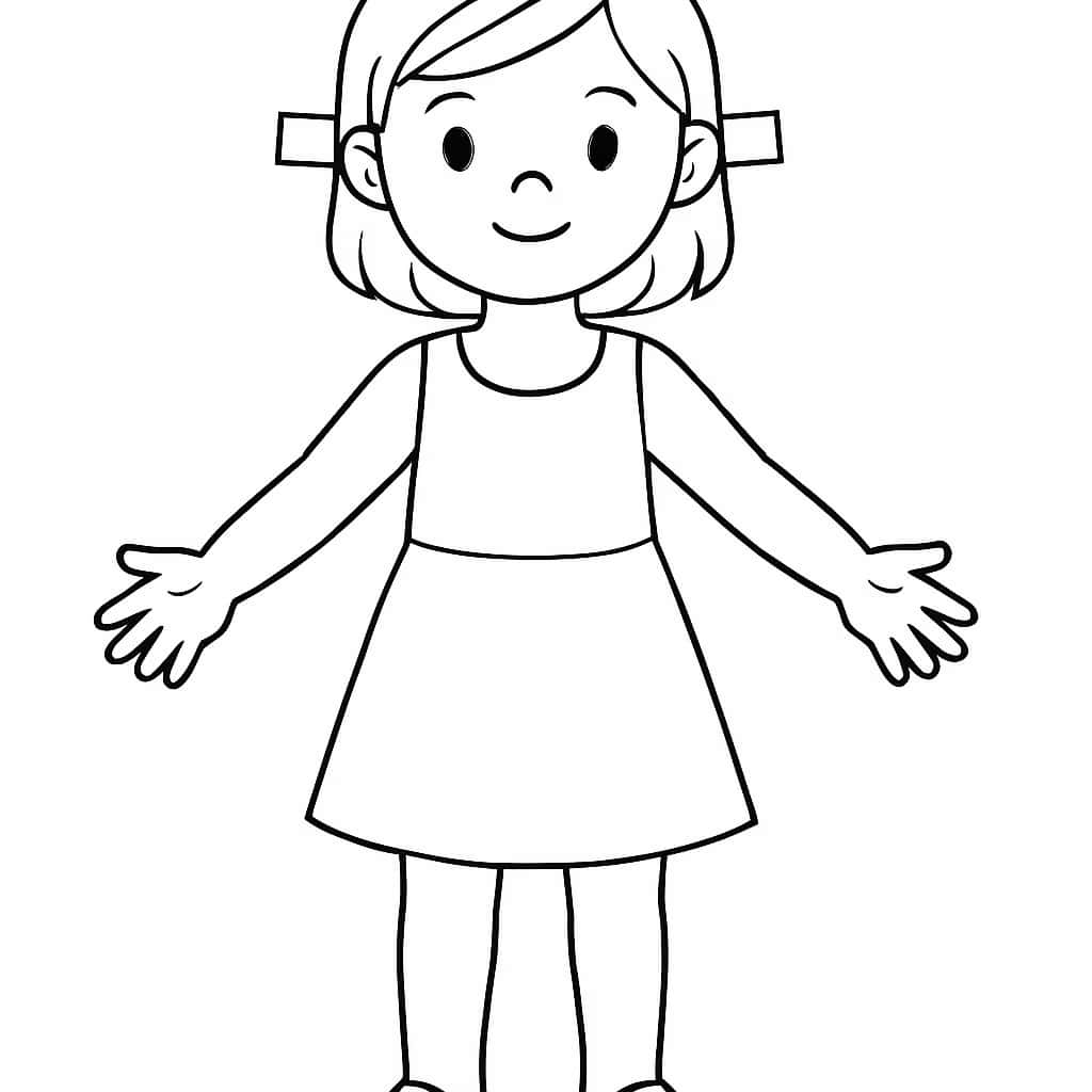 Paper Dolls Coloring Pages - Simple Paper Doll Girl for Toddlers
