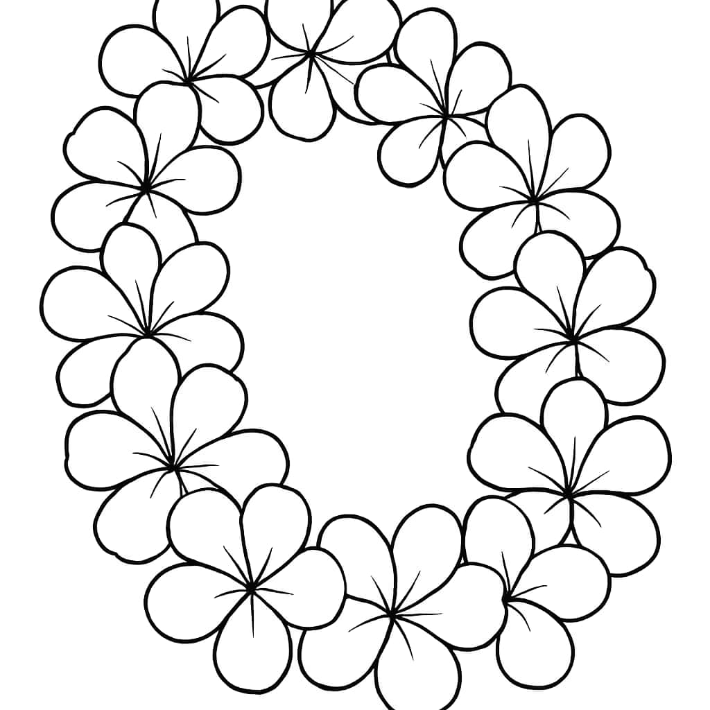 夏威夷涂色页|简单夏威夷花环线稿适合幼儿