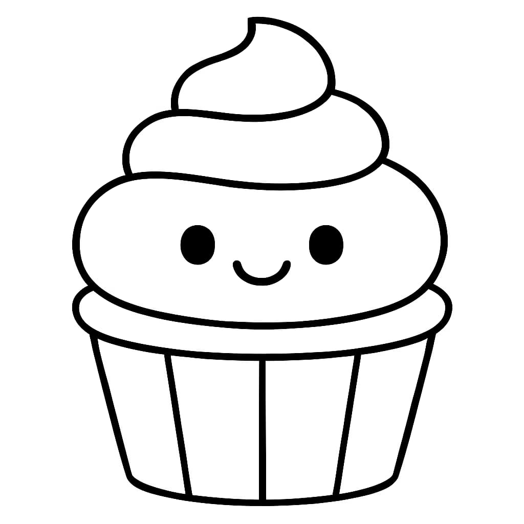 可爱杯子蛋糕涂色页