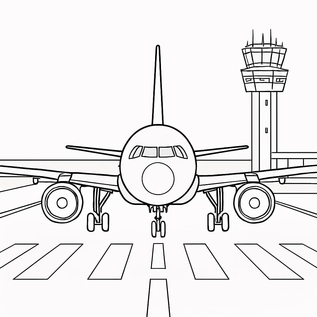 Airplane Coloring Pages – Airplane on Runway Printable for Teens