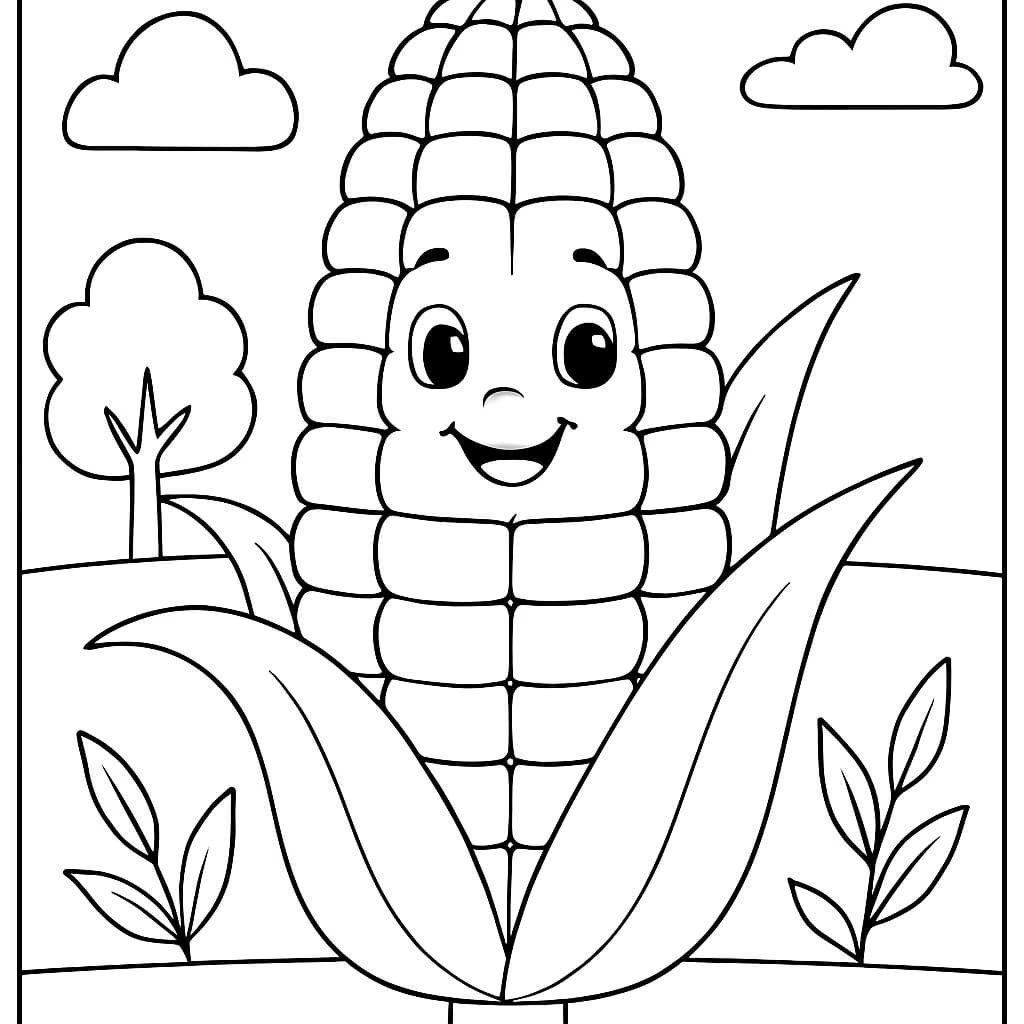 Vegetables Coloring Pages – Fun Corn Coloring Page for Kids