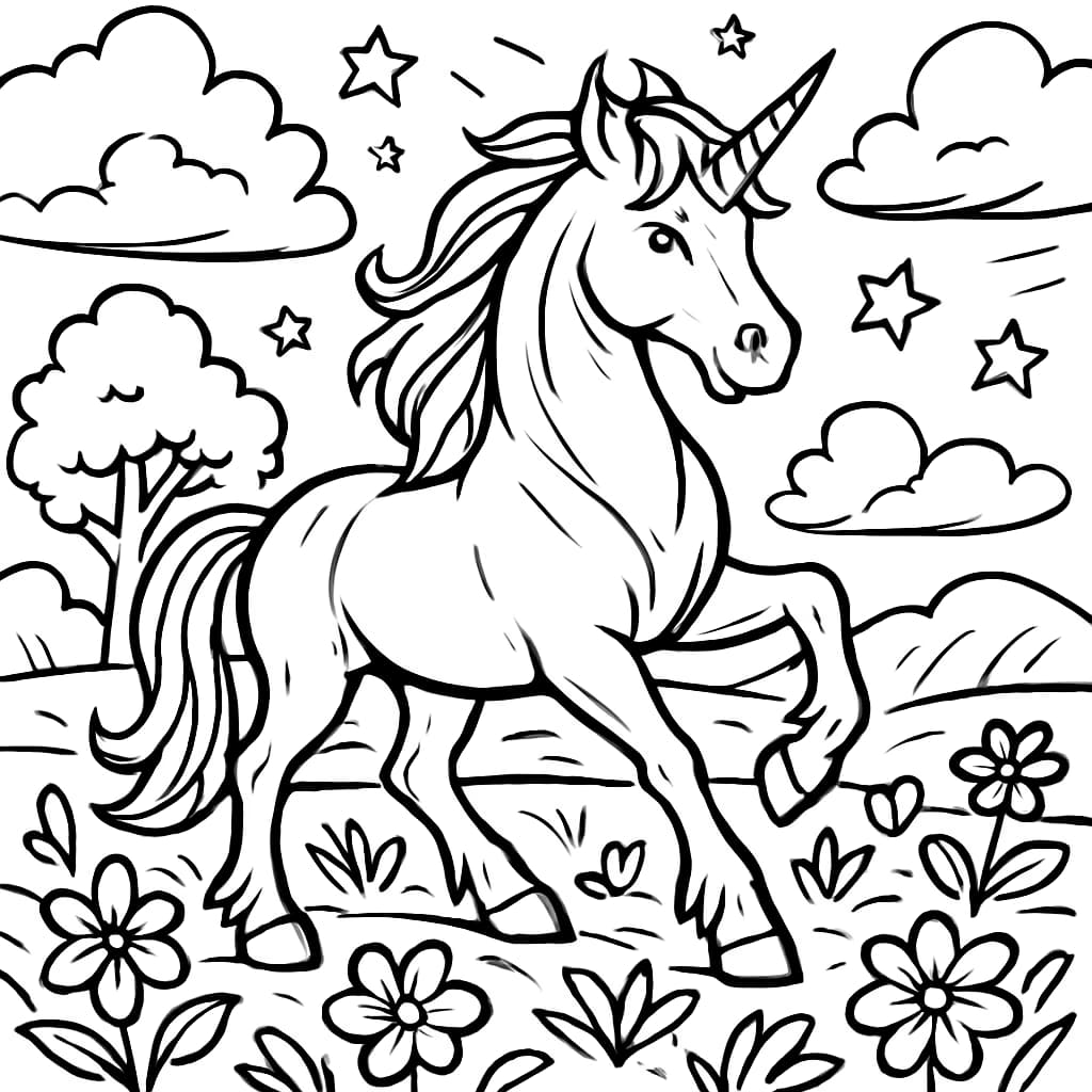 独角兽马幻想涂色页 | 儿童专属马主题涂色页