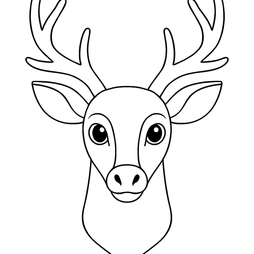 Deer Coloring Pages - Simple Deer Head for Toddlers