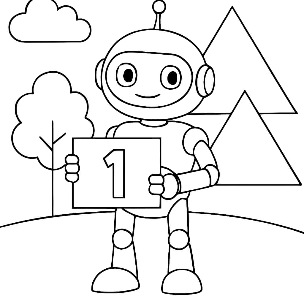 Math Coloring Pages - Printable Math Robot Coloring Page for Kids