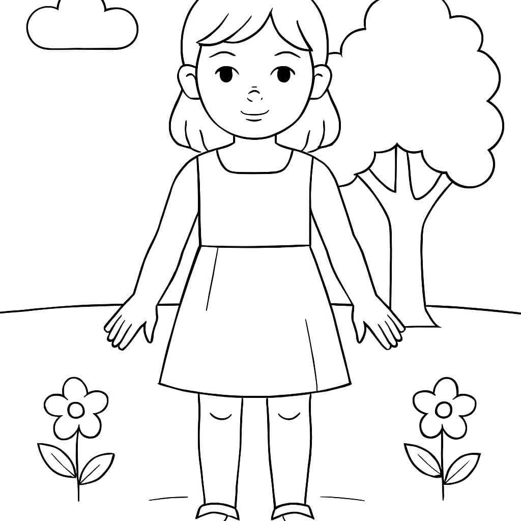Paper Dolls Coloring Pages – Paper Doll with Simple Dress