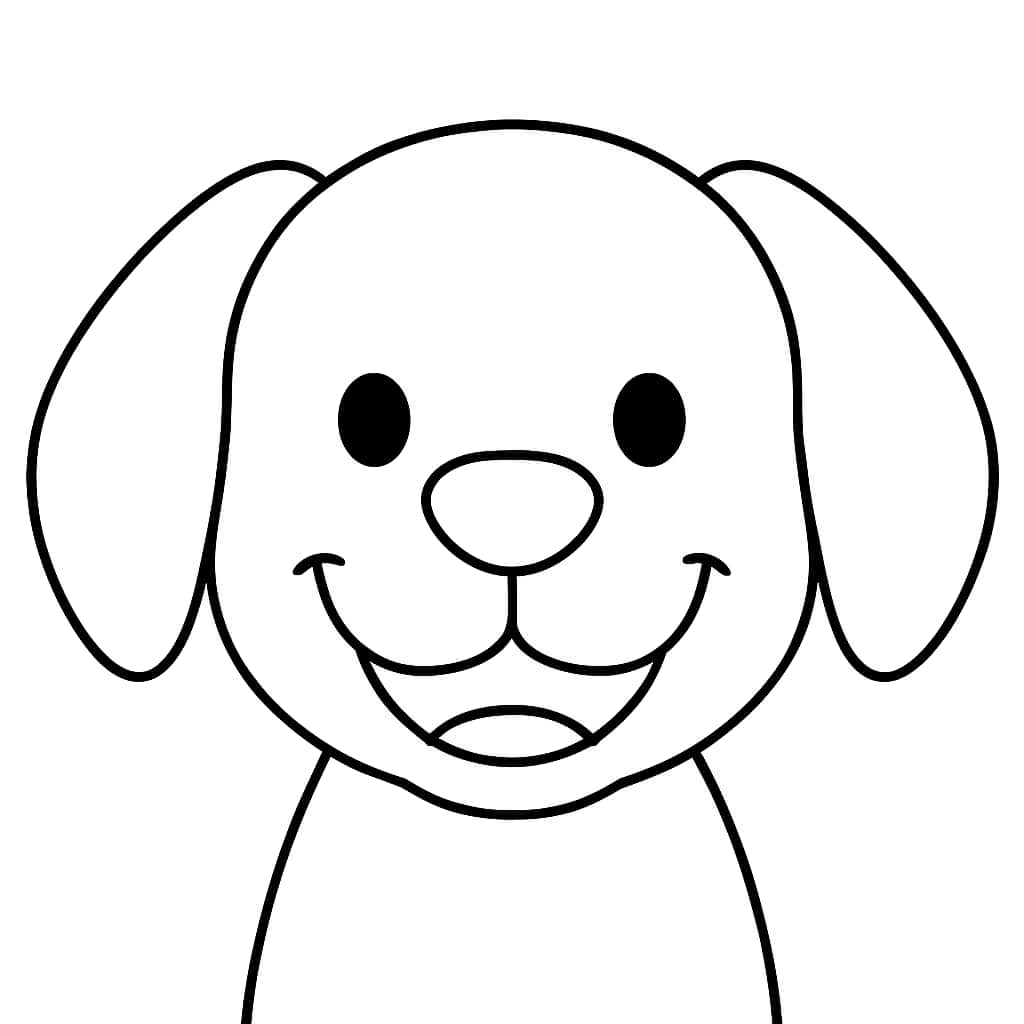 Pages de coloriage de chien - Tête de chiot mignonne à colorier