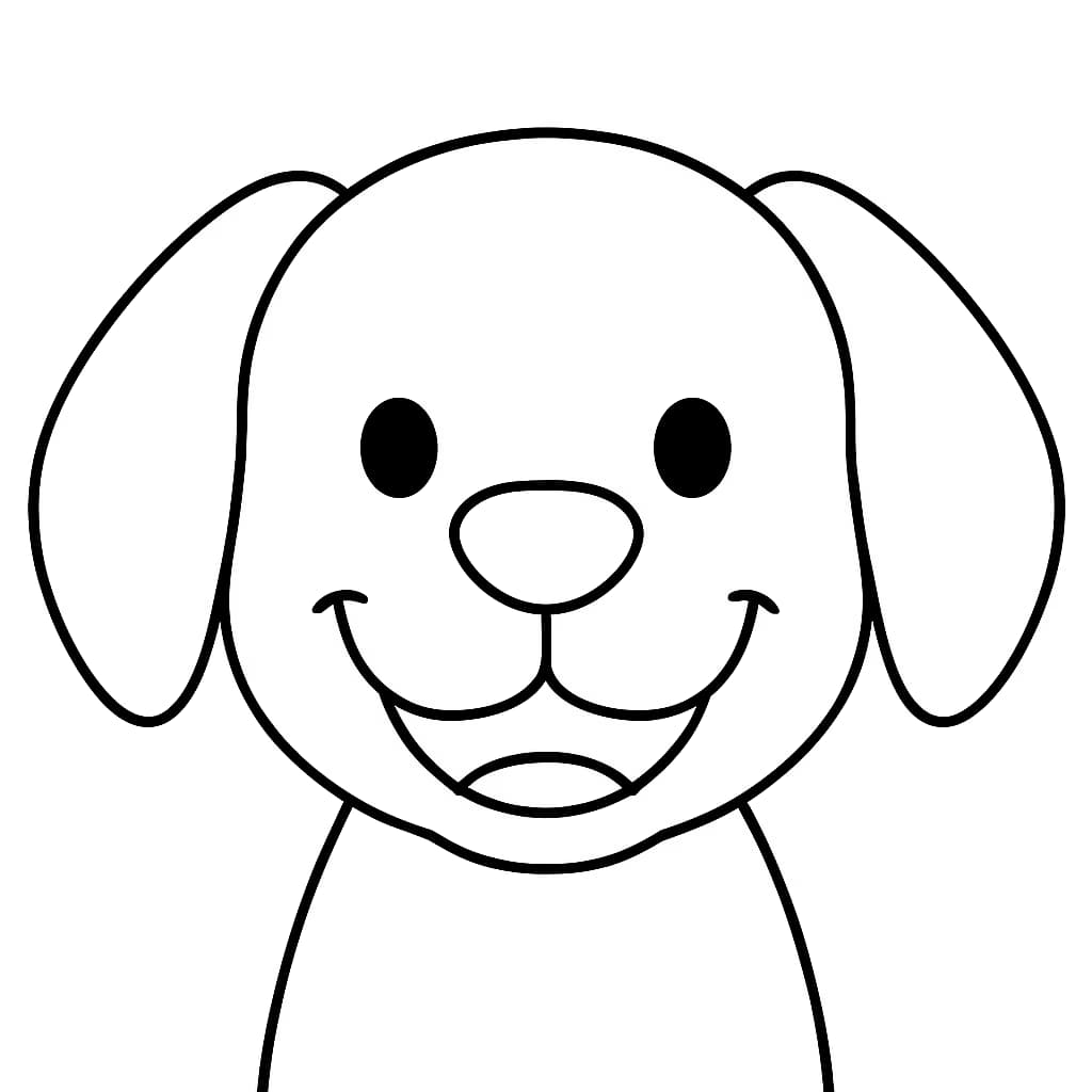 Pages de coloriage de chien - Tête de chiot mignonne à colorier