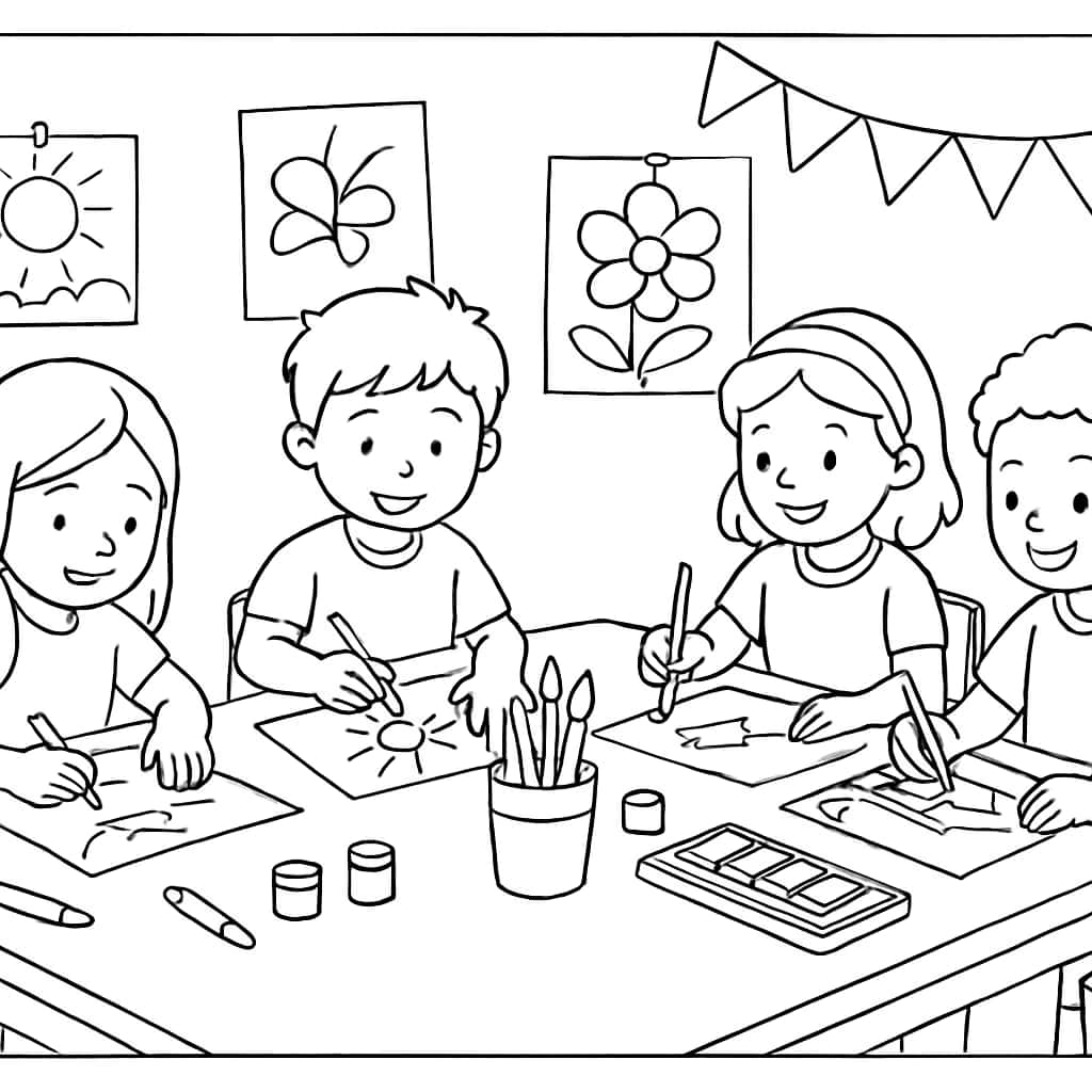 Kindergarten Coloring Pages - Art Class Coloring Page for Teens