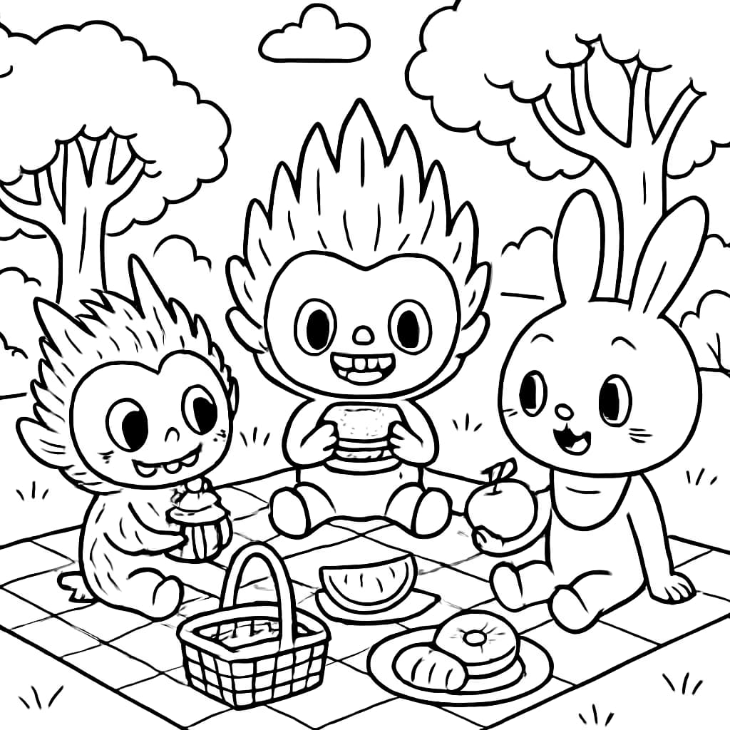 Labubu Ausmalbilder – Picknick Szene für Teenager