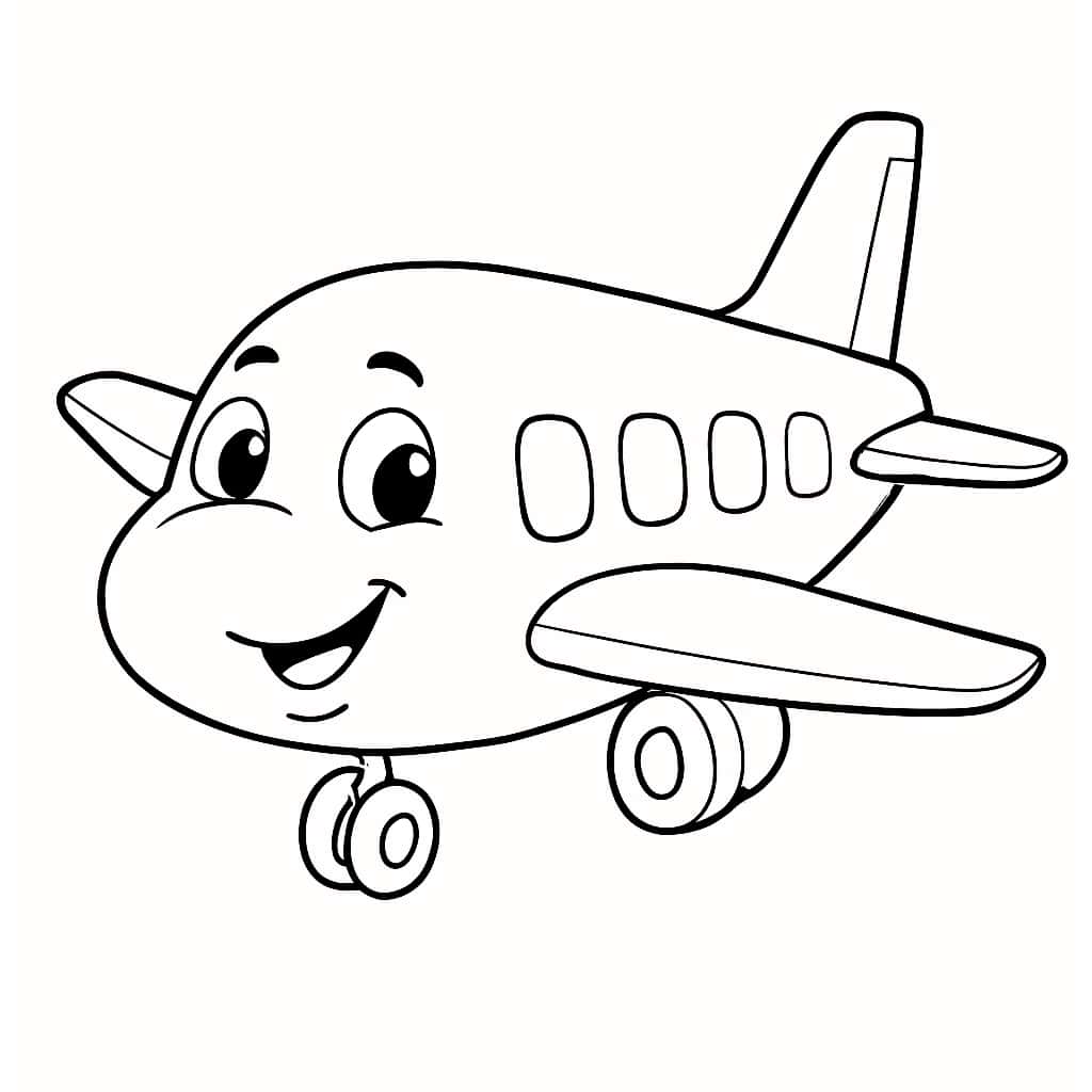 Airplane Coloring Pages - Cute Cartoon Airplane for Toddlers
