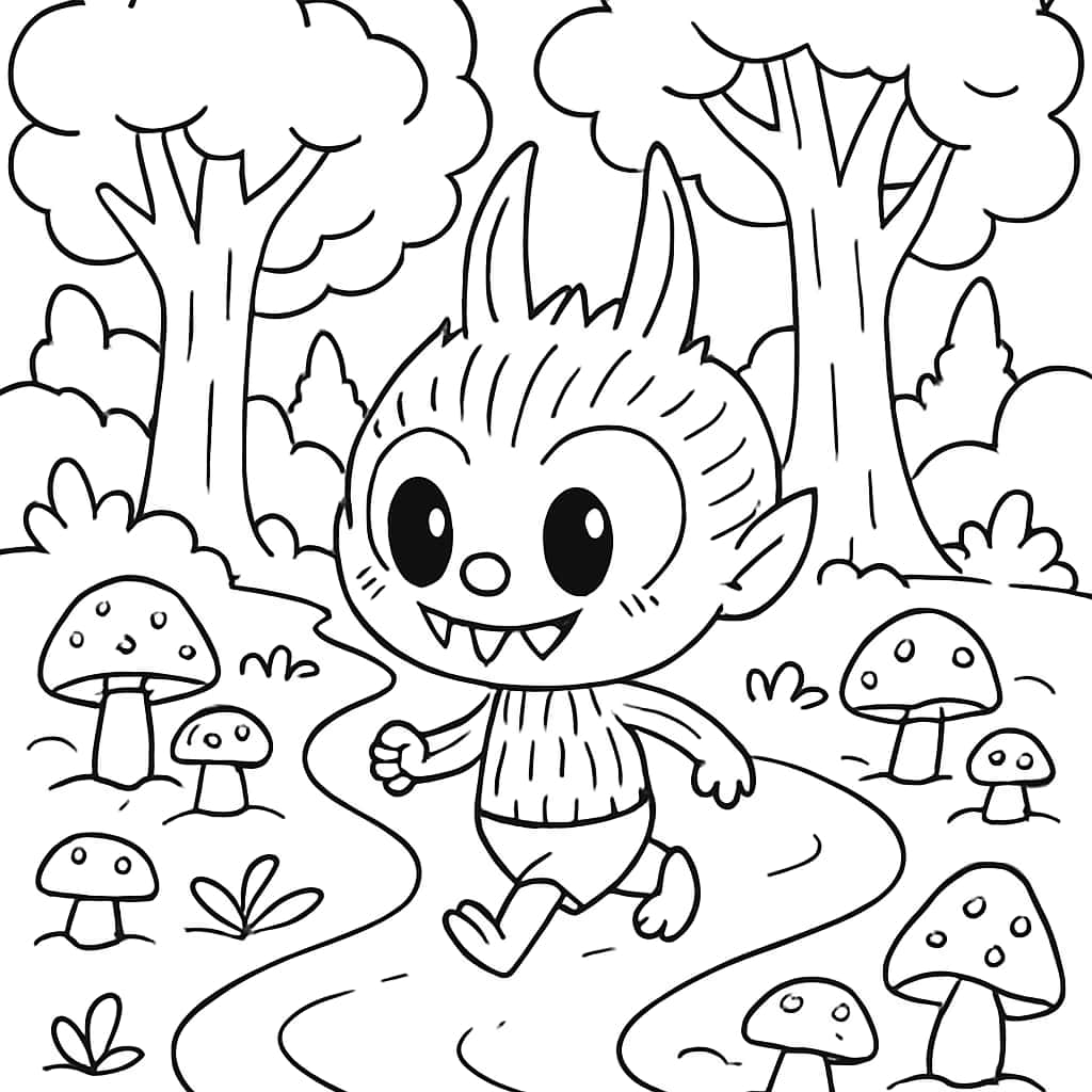 Labubu Ausmalbilder - Waldabenteuer
